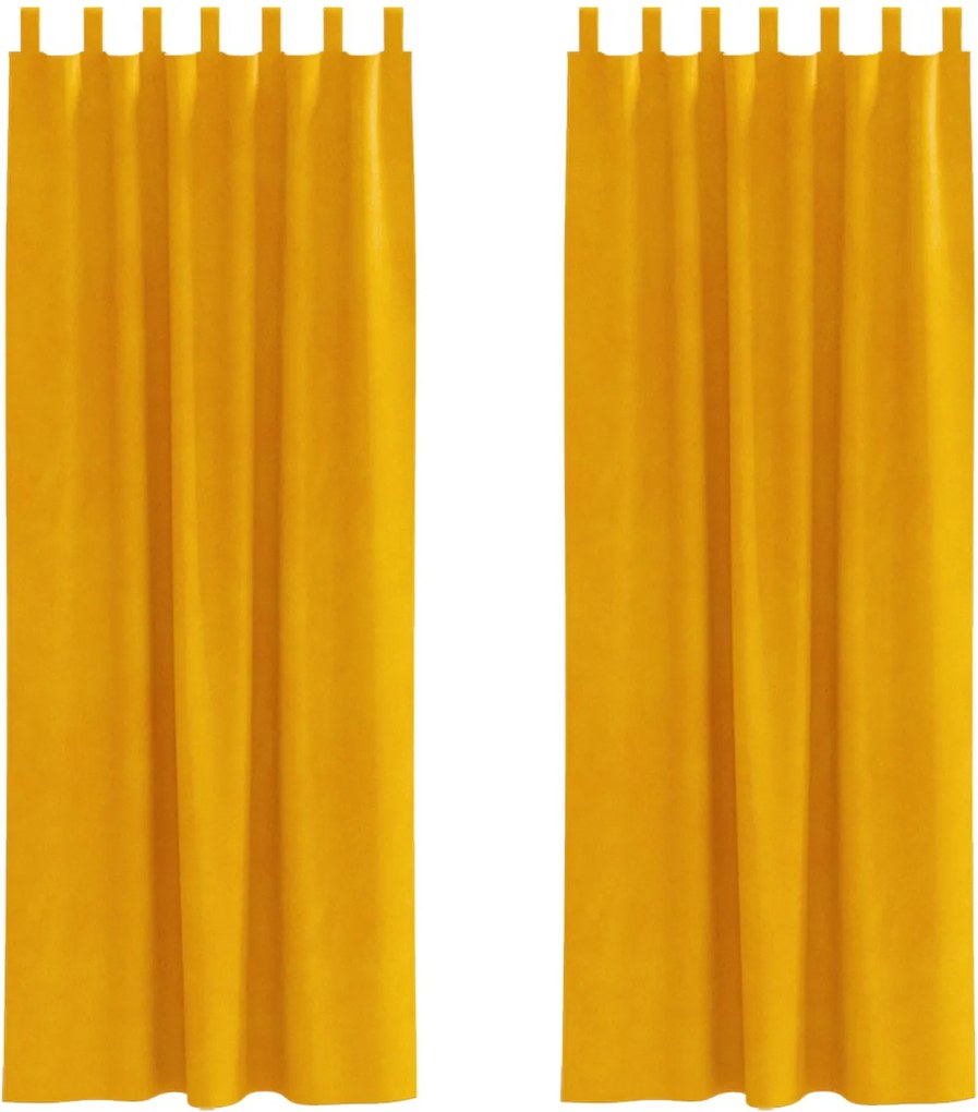 vidaXL Sötétítő függönyök 2 pcs Mustár sárga 140 x 225 cm Bársony