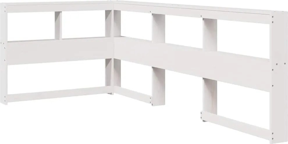 vidaXL Könyvespolc fejtámla L-alakú fehér 80 cm tömör fa fenyőfa