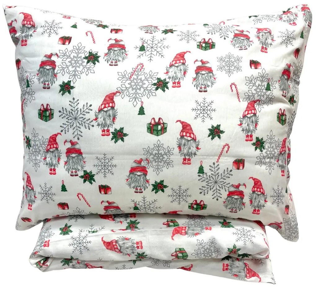Karácsonyi pamut ágyneműhuzat Merry Christmas white 200x140cm+90x70cm  TiaHome