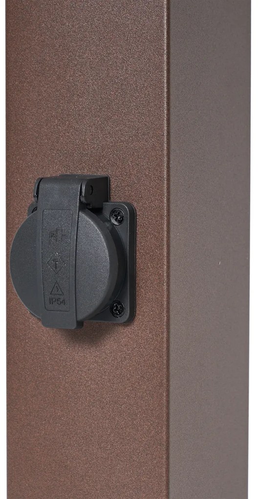 Kültéri lámpa rozsdabarna színben, átlátszó üveggel, 80 cm, IP44, aljzattal és mozgásérzékelővel - Malios