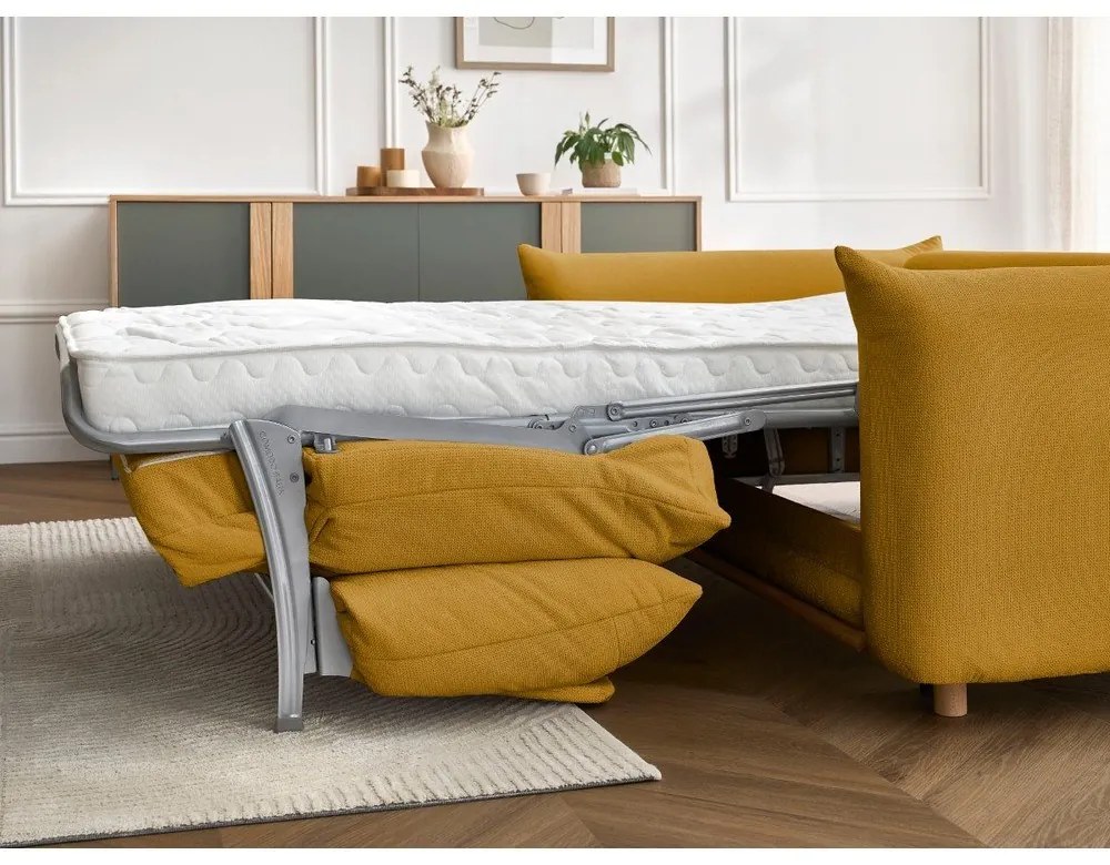 Sárga kinyitható kanapé 234 cm Ernest – Bobochic Paris