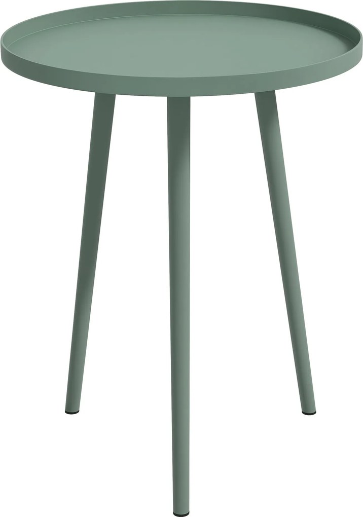Outsunny Kerti Oldalasztal, időjárásálló kültéri asztal emelt peremmel, acél erkélyasztal, kerek kávézóasztal 20kg teherbírással, Ø40x50H cm, oldalasz