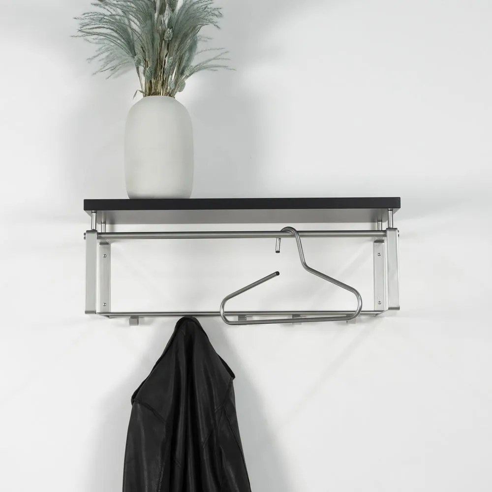 Ezüstszínű fém fali fogas polccal Rex – Spinder Design