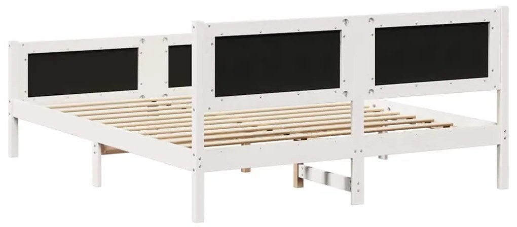 Ágykeret Fehér és világosszürke 160 x 200 cm Tömör fenyőfa