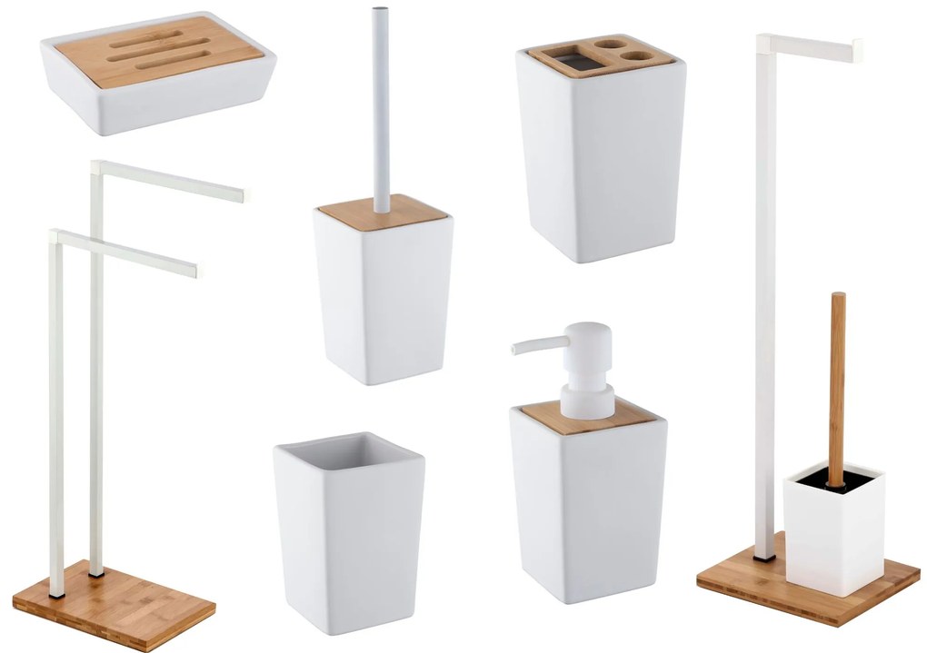 BISK Erga Pure, álló szappanadagoló, fehér matt-barna, ERG-06575