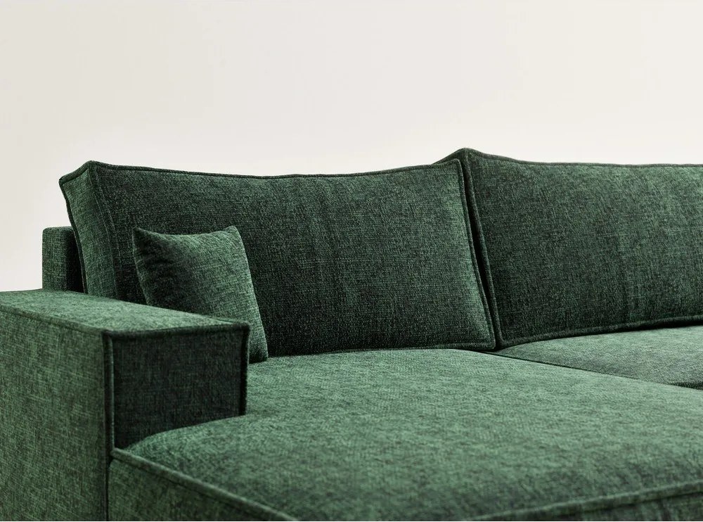 Sötétzöld zsenília kinyitható-tárolóhelyes sarokkanapé (U alakú) Kyoto – Maison de Rêve