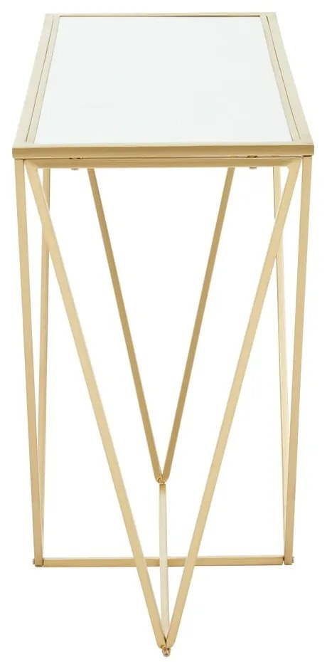 Aranyszínű konzolasztal üveg asztallappal 40x120 cm Farran – Premier Housewares