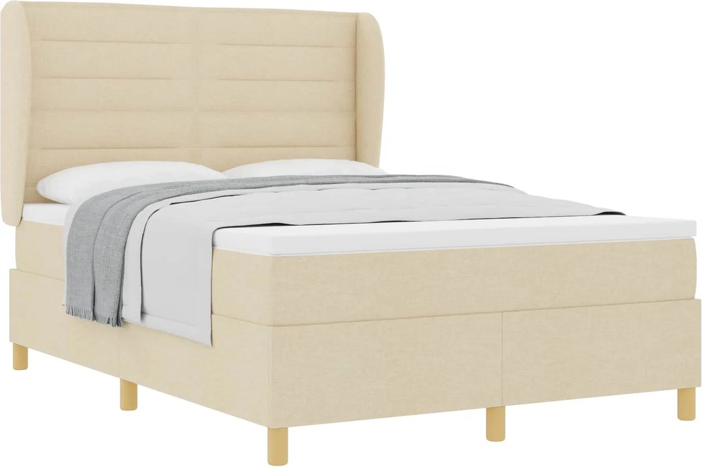 vidaXL Boxspring ágy matraccal Sötétszürke 90x190 cm Szövet Krém