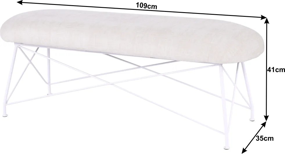 Dizájnos lóca, bézs szövet/fehér fém, RIVOLA