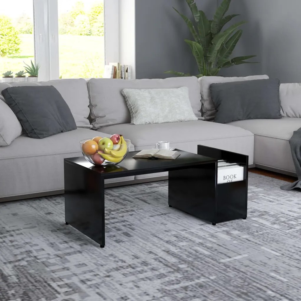 Fekete szerelt fa dohányzóasztal 90 x 45 x 35 cm