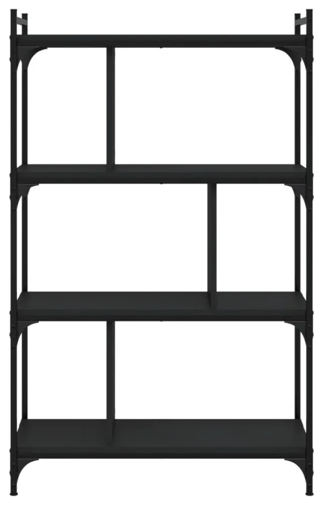 4 szintes fekete szerelt fa könyvespolc 76 x 32 x 123 cm