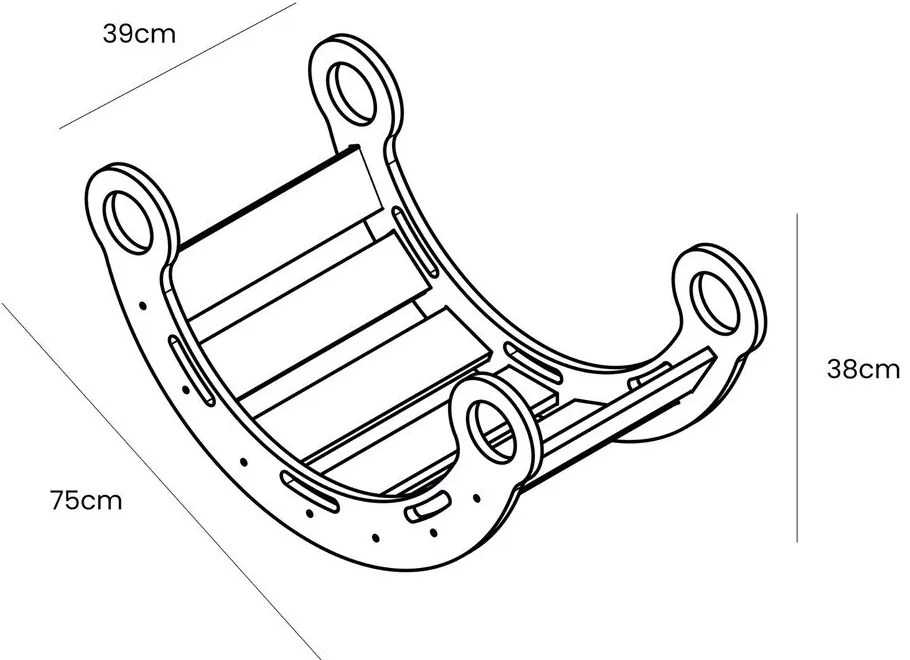 Rózsaszín-natúr színű borovi fenyő hinta 39x75x38 cm Montessori – Meowbaby