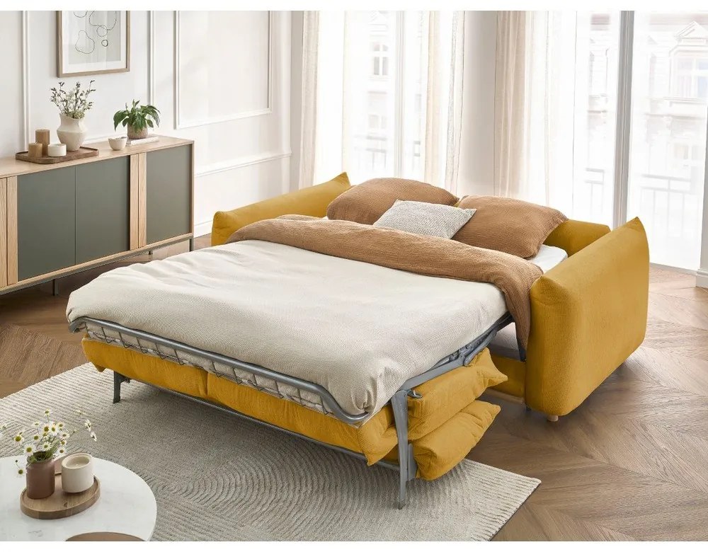 Sárga kinyitható kanapé 234 cm Ernest – Bobochic Paris