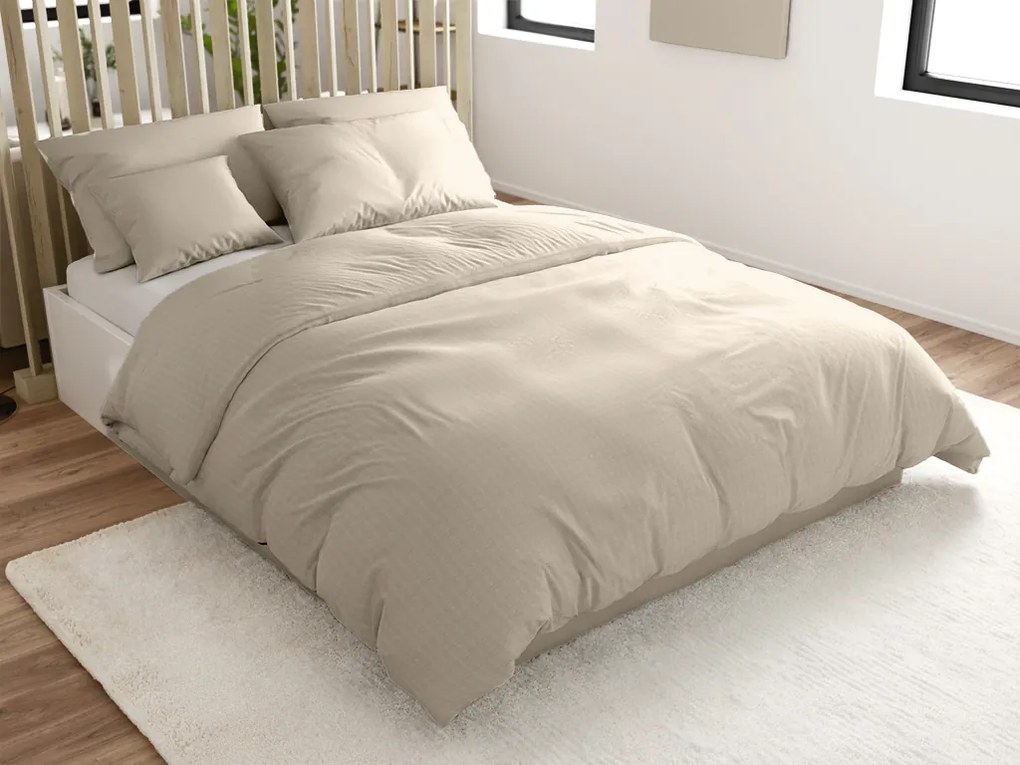 Pamut ágynemű krepp hatással LUXERA szürkésbarna szállodai zseb II. osztály Ágyneműhuzat mérete: 70 x 90 cm | 140 x 200 cm