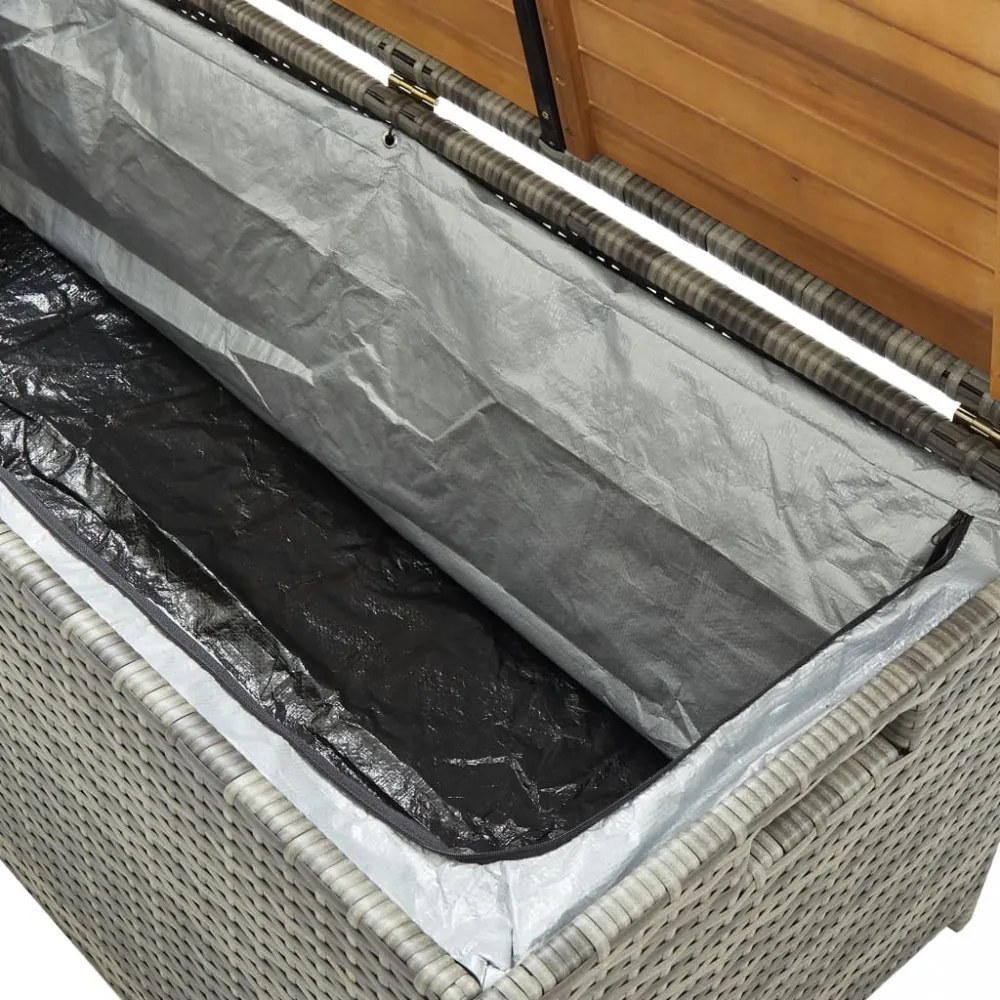 szürke polyrattan kerti tárolópad 120 cm