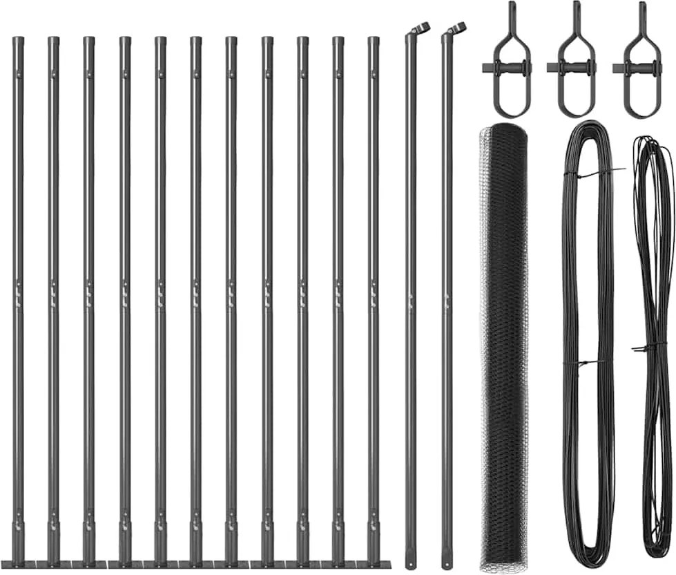 vidaXL Kerítésoszlop Szürke 25 x 1,4 m (13 mm háló) Acél és PVC