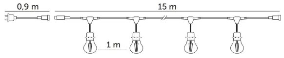 LED Kültéri dekoratív lánc BAJA ST64 15xE27/1W/230V 15,9m IP44 meleg fehér