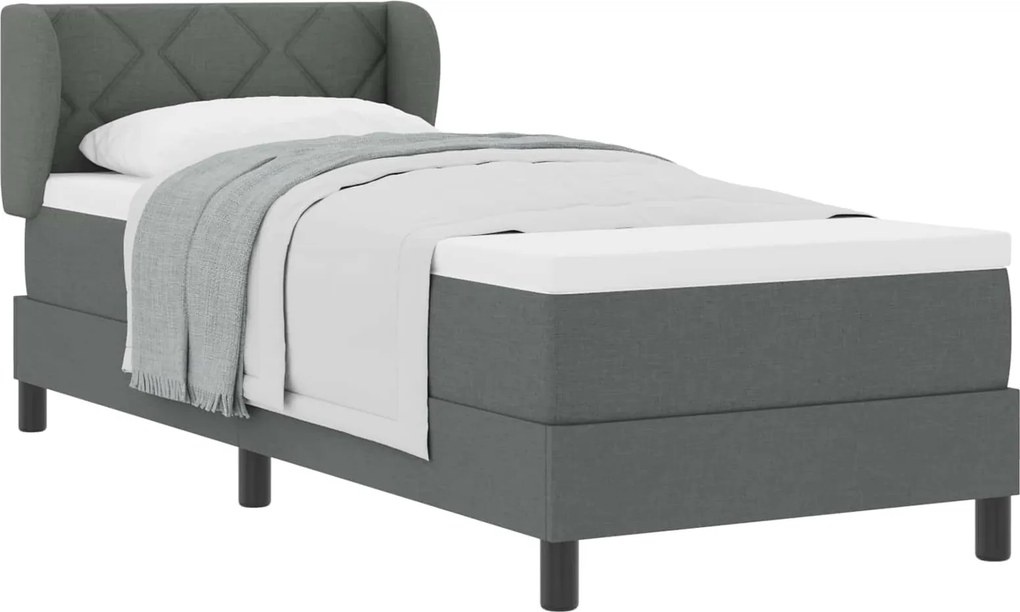 vidaXL Boxrugós ágy matracmal Sötétszürke 80 x 200 cm szövet