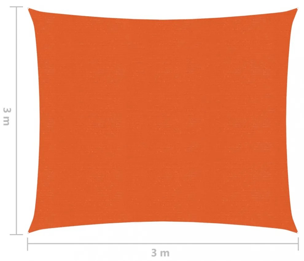 narancssárga HDPE napvitorla 160 g/m² 3 x 3 m