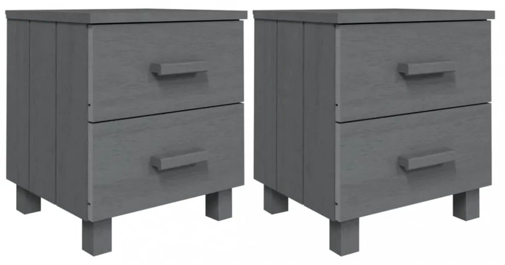 HAMAR 2 db sötétszürke tömör fa éjjeliszekrény 40x35x44,5 cm