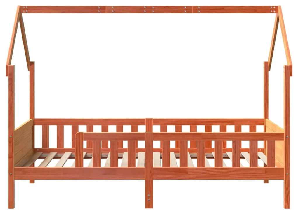 viaszbarna tömör fenyőfa házikó gyerekágykeret 80 x 200 cm
