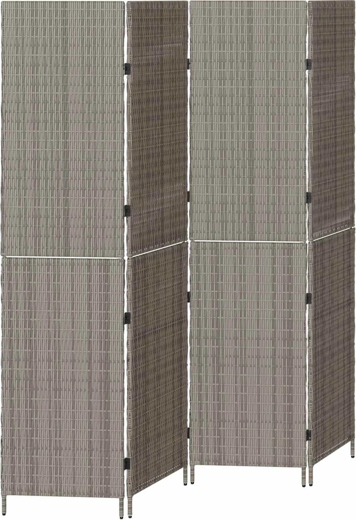 vidaXL Szobaelválasztó Szürke 195 x 180 cm polirattan