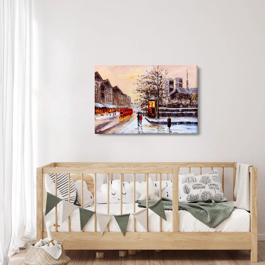 Kép - Egy téli város festménye (90x60 cm)