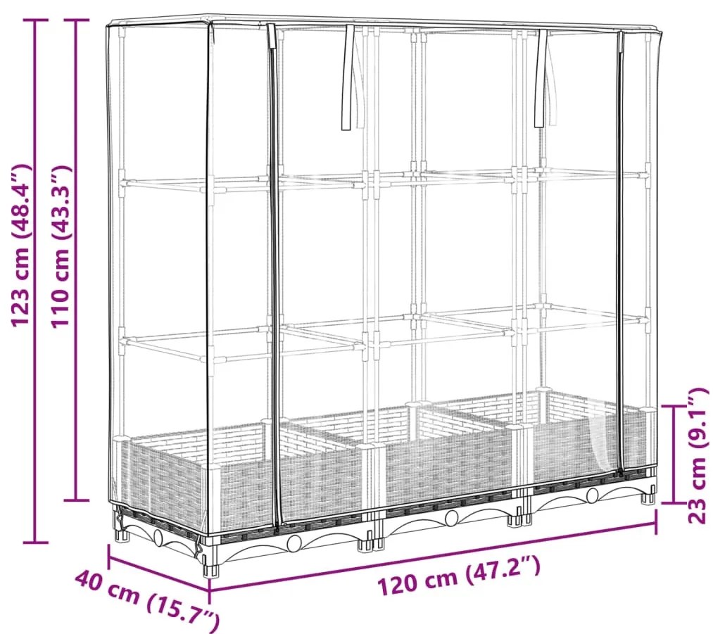 rattan megjelenésű magaságyás melegháztakaróval 120x40x123 cm
