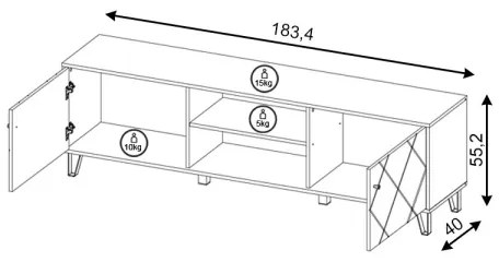 SULA TV-állvány, craft tölgy/fekete