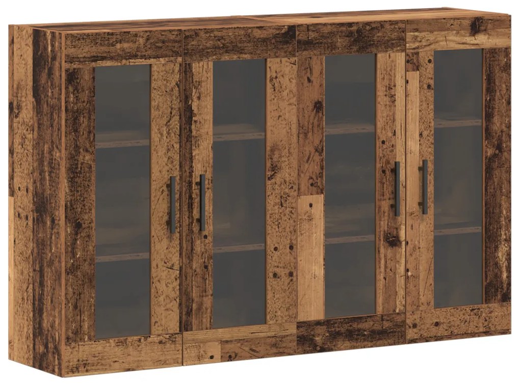 Fali Szekrény 2 db Régi Fa 69.5x34x90 cm Mérnöki Fa