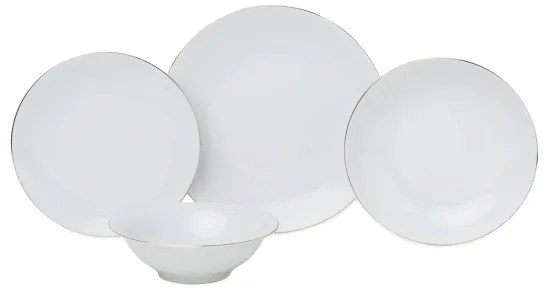 8 részes étkészlet, fehér/ezüst, porcelán