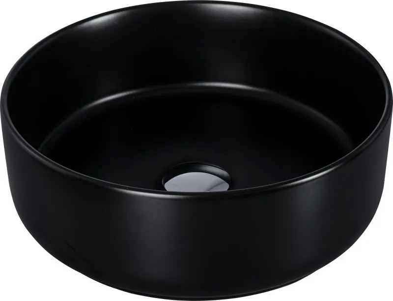Eros SIMPLE 8 - PULTRA ültethető - Top Counter - porcelán mosdó - MATT FEKETE - 36 x 36 x 13 cm