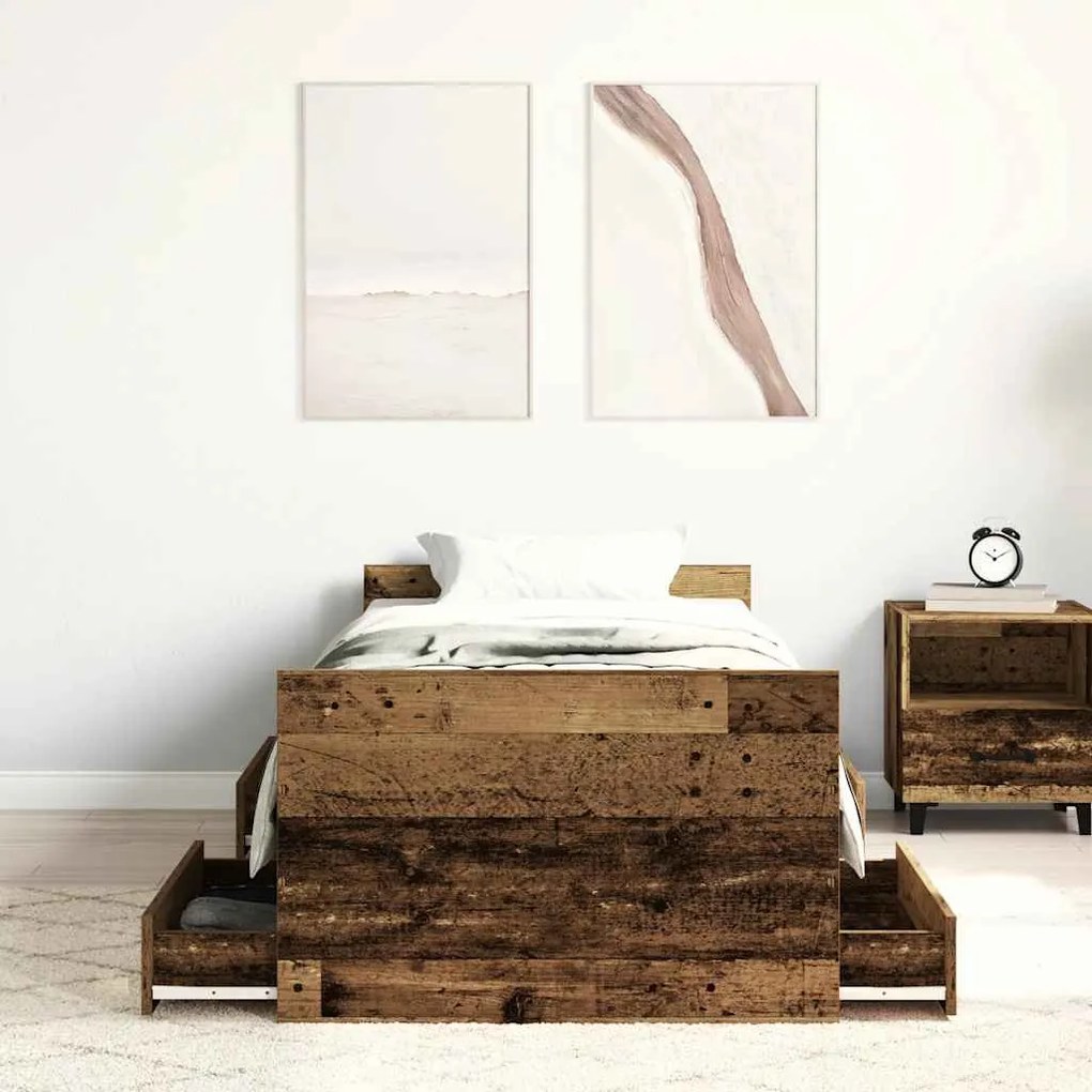 antik fa szerelt fa ágykeret matrac nélkül 90x200 cm