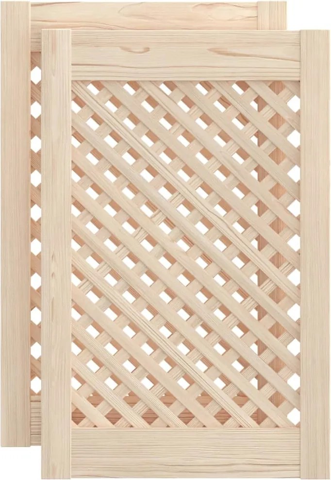 vidaXL 2 db tömör fenyőfa rácsos szekrényajtó 39,5x61,5 cm
