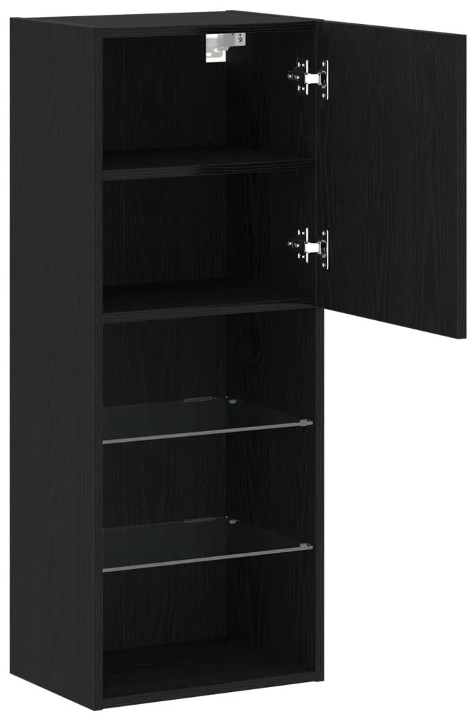 LED világítással ellátott TV szekrény fekete tölgy 40,5x30x102 cm