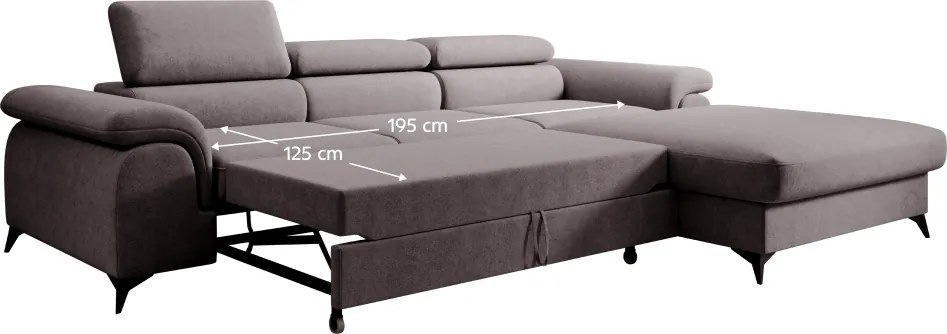 Kihúzható ülőgarnitúra, barna, jobbos, HORTY ROH