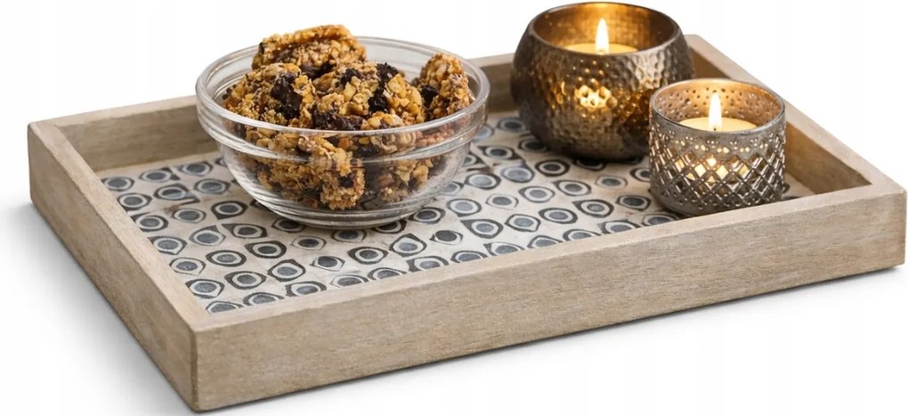 Dekorációs Tálca Téglalap Alakú Gyertyatartó Asztaldísz Állvány 22CM