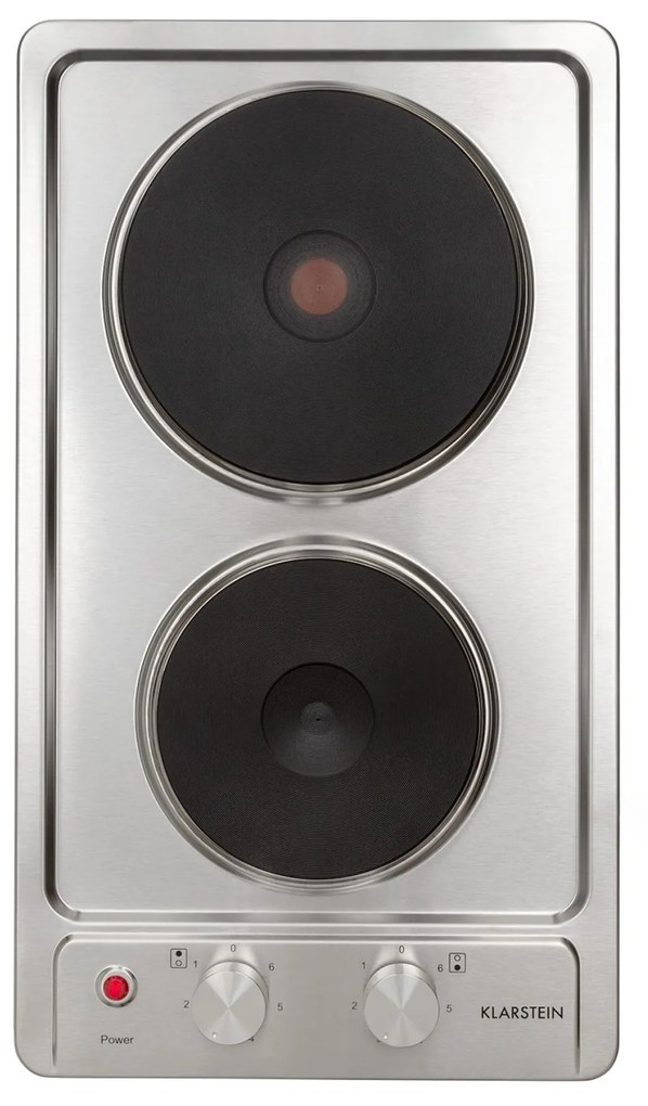 Klarstein Appetito Domino, elektromos főzőlap, 3000 W, 2 főzőlap, 6 teljesítményfokozat, rozsdamentes acél