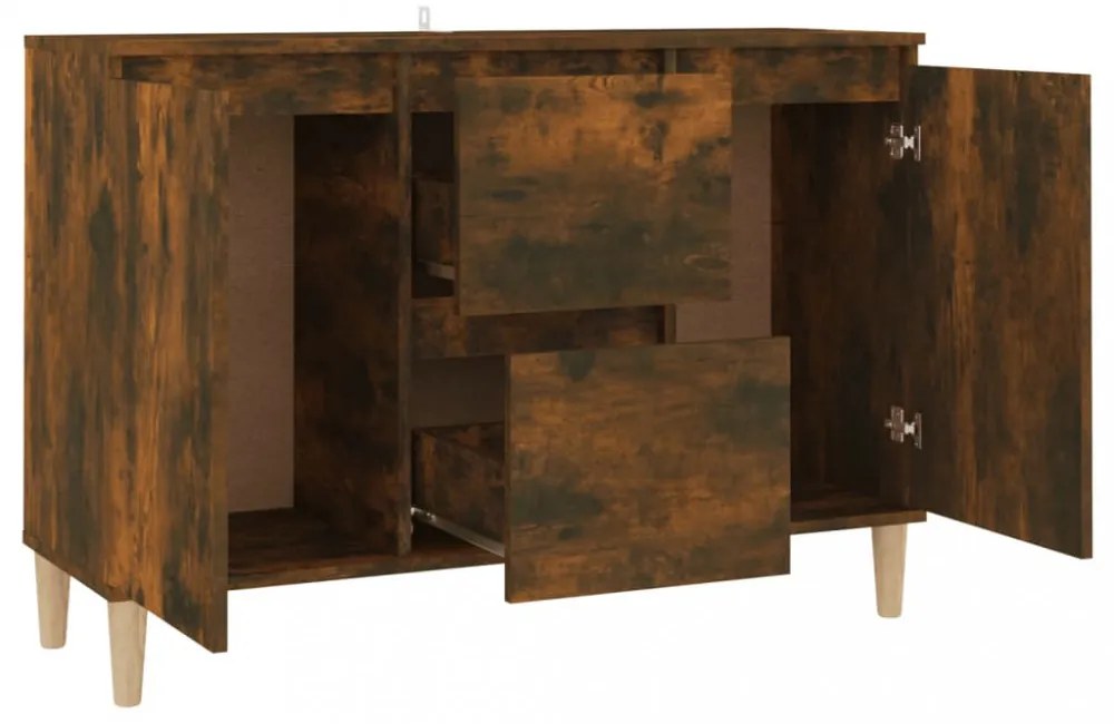 füstös tölgy színű szerelt fa tálalószekrény 101 x 35 x 70 cm