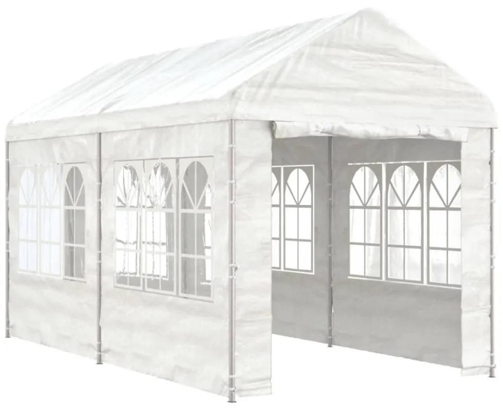 fehér polietilén pavilon tetővel 4,46 x 2,28 x 2,69 m