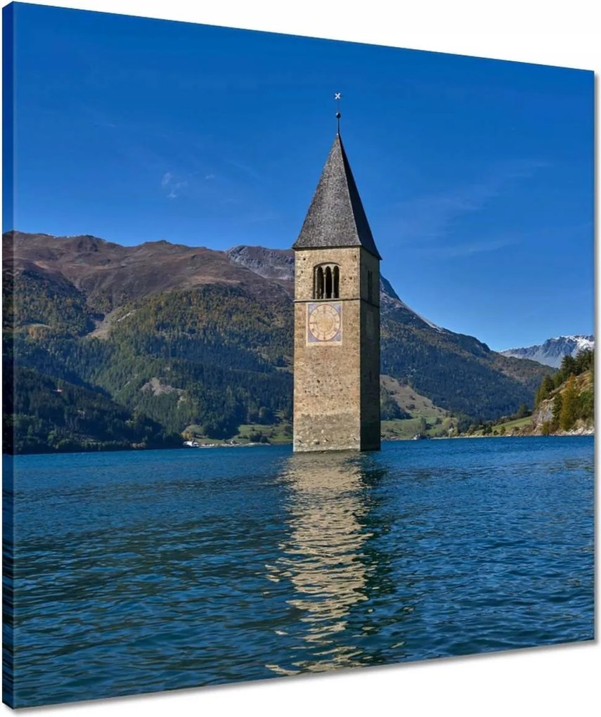 Vászonkép 50x50 Elsüllyedt templomtorony