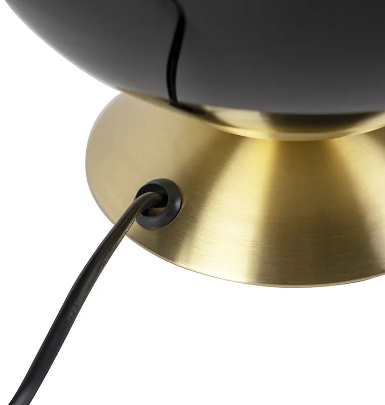 Art Deco asztali lámpa sárgarézzel és fekete üveggel - Pallon