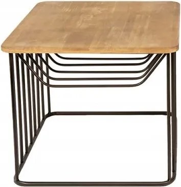 Fa és fém kisasztal 53x53x44