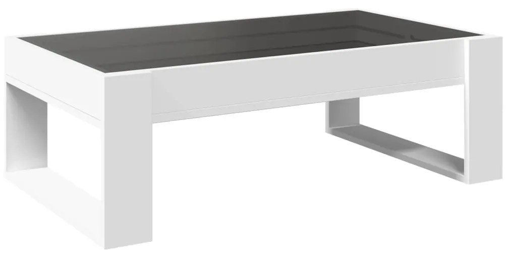 fehér végtelen hatású LED-es dohányzóasztal 90 x 53 x 30 cm