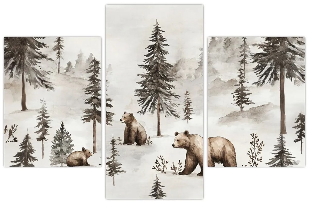 Kép - Erdő medvékkel (90x60 cm)