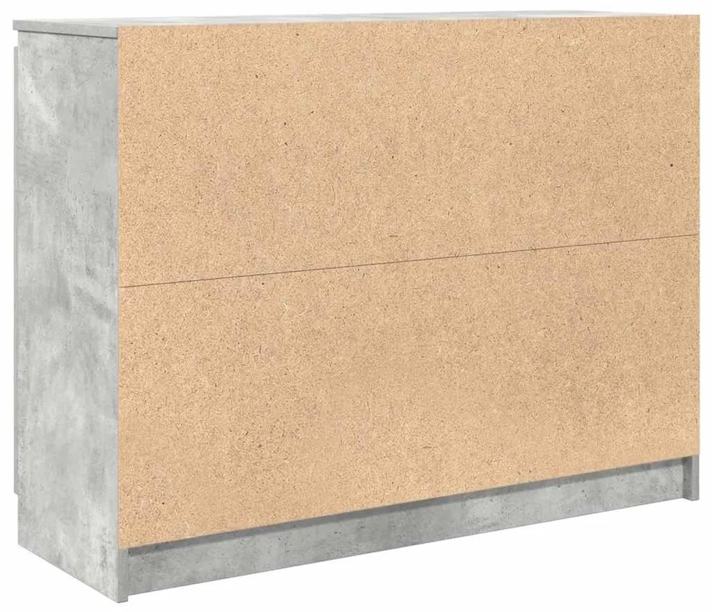 betonszürke szerelt fa tálalószekrény fiókos 100,5x35x76 cm
