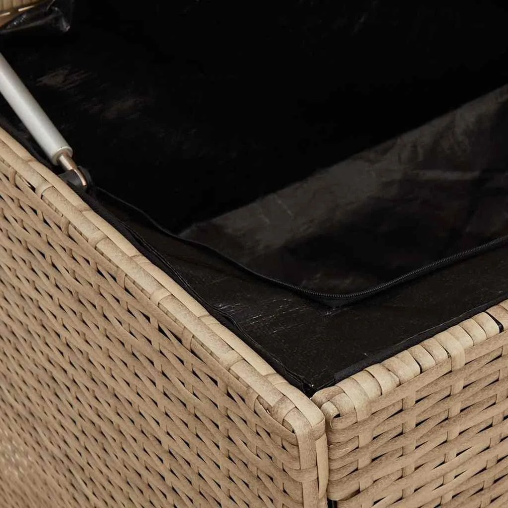 bézs polyrattan kültéri párna doboz 100x55x55,5 cm