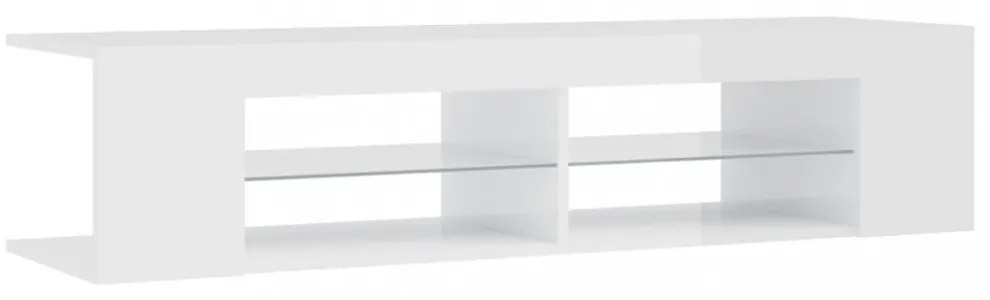 magasfényű fehér TV-szekrény LED-lámpákkal 135 x 39 x 30 cm