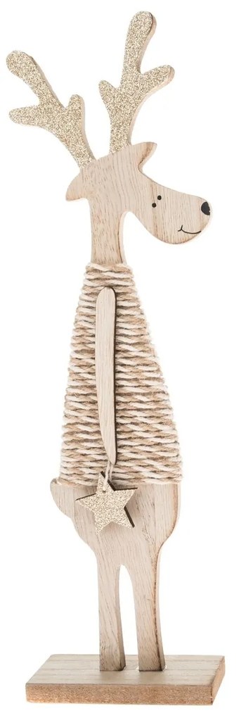 Rénszarvas csillaggal karácsonyi fa dekoráció  barna , 9,2 x 30,8 cm