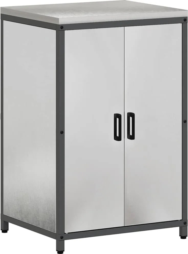 vidaXL Konyhai Tárolás polcokkal tárolóval Ezüst 60 x 50 x 92 cm Acél